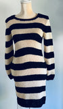 Striped Sweater Dress Black and White